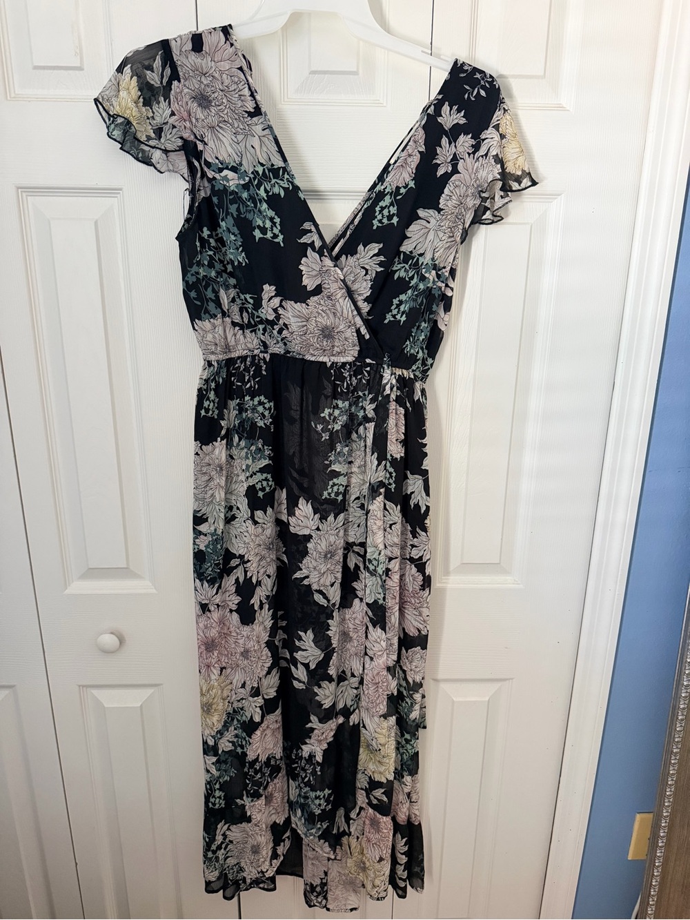 Band of Gypsies Black Floral Wrap Dress